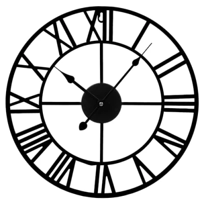 Image of ZENO Large Wall Clock Kitchen Skeleton Black Roman Numeral Mounted Bedroom Living Room Metal Indoor for Home 40CM