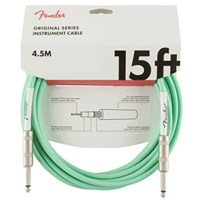 Image of Fender Original Series Instrument Cable, for Electric and Bass Guitar, Straight/Straight, 15 ft, 4.5m, Surf Green