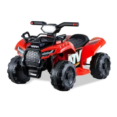 Image of Hanstore 6V Kids Electric Quad Bike, Ride on Car, Toddlers Bike ATV Toy with Headlights, Music, Horn for Ages 18 36 Months(Red)