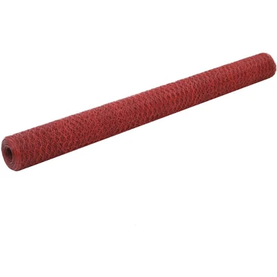 Image of vidaXL Chicken Wire Fence Steel with PVC Coating 25x1.5 m Red