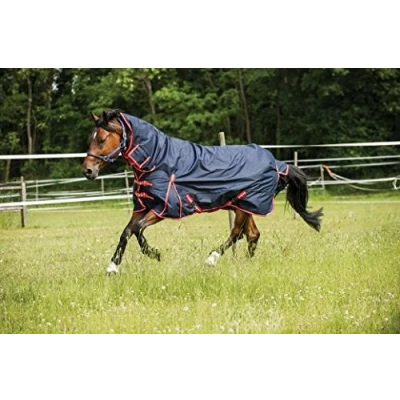 Image of Ekkia Norton 200g 600 D Fixed Neck Combo Horse turnout rug (6&#039;3&quot;, Navy)