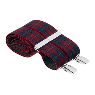 Image of MANDITTIONS XL Burgundy Clip On Tartan Trouser Braces with Silver Clips 48 Inch