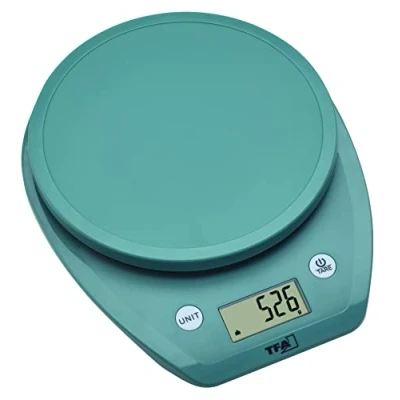 Image of TFA Dostmann Mochi 50.2007.20 Digital Kitchen Scales with LCD Display, Volume Calculation for Milk, Food Scale, up to 5 kg, Lightweight, Rubber Pads, Green