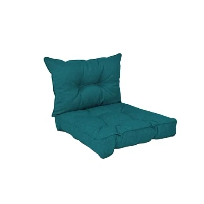 Image of POKAR Garden Cushions Patio Chair Rattan Outdoor Cushion Sofa Pallet Set of 2: Seat 50x50x10 cm + Back 50x40x10 cm, Dark Green