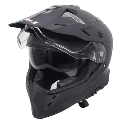 Image of Zorax Matt Black XL (61cm) ZOR X327 Dual Sport Double Visor Motorbike Motocross Helmet MX Quad ATV Enduro Crash Dirt Bike ECE 22.06 Certified