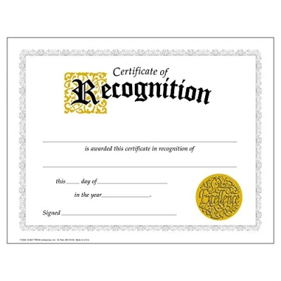 Image of TREND enterprises, Inc. Certificate of Recognition Classic Certificates, 30 ct