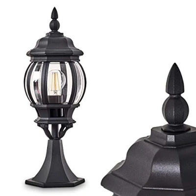 Image of Outdoor lamp Lentua, Bollard Light in Antique Look, cast Aluminum Black with Plastic Discs, Path 50 cm, Retro/Vintage Garden lamp, E27 Socket, IP44, Without Bulbs