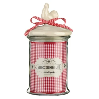 Image of Premier Housewares Glass Storage Jar 1300 ml, Cream, 13x13x26