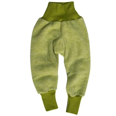 Image of Cosilana, Baby Fleece Trousers, 60% Wool (Organic), 40% Cotton (Organic) (3 7 Months (Height 23 27) (EU 62/68), Green Melange)