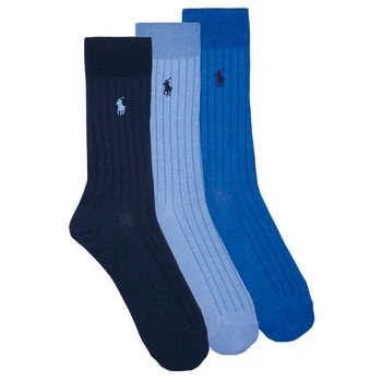 Image of Polo Ralph Lauren Egyptian CREW SOCK Unisex 3 PACK Socks, Size: 6 8, Blue/royal/navy