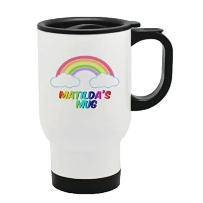 Image of Personalised Rainbow Thermal Travel Mug Flask Coffee Tea 265