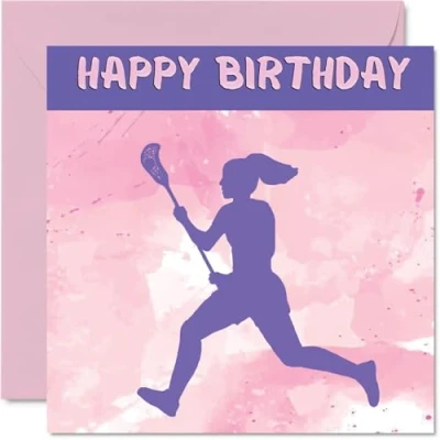 Image of Sport Birthday Cards for Women Girls Lacrosse in Boxing Card Friend Sister Daughter Niece Teammate, 145mm x Athlete Greeting