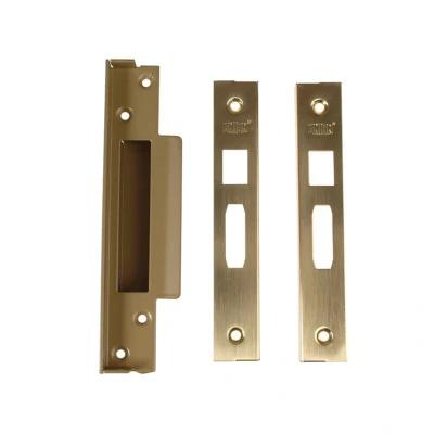 Image of Union Locks Strongbolt 2200 Mortice Sash Lock Rebate Kit 13mm Brass Satin (Boxed)