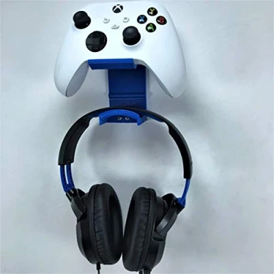 Image of Xbox Controller Wall Mount &amp; Headphone Holder Hanger Bracket For Series X/Series S/One/One S/One X Remote Blue