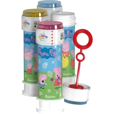 Image of Anila&#039;s Peppa Pig Bubble Tubs with Wands, 60ml Solution &amp; Maze Lid, Set of 12, Party Bag Fillers Favours, Ages 3+