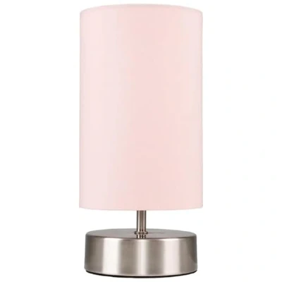 Image of MiniSun Modern Chrome Touch Dimmer Bedside Table Lamp with Pink Cylinder Light Shade
