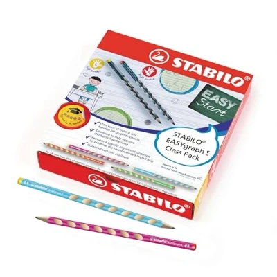 Image of STABILO Thin Ergonomic Graphite Pencil EASYgraph S Classpack of 48 8 x Left Handed and 40 Right Assorted Colours HB