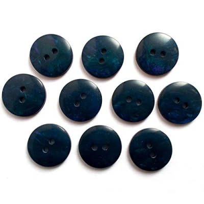 Image of Mother of Pearl Effect Colour Buttons Round 2 Hole Pack 10 (Dark Blue, 18mm)