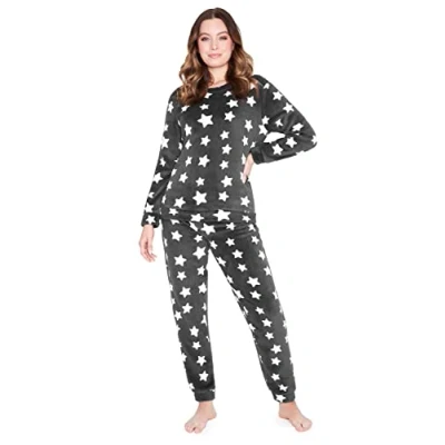 Image of Ladies Pyjamas Set, Womens Loungewear Pyjamas, Comfy Warm Soft PJs for Women Sets (L, Grey Stars)