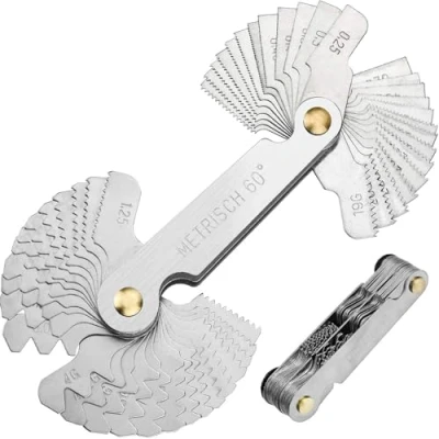 Image of 52 Pcs Stainless Steel Screw Thread Gauge Tool, 60/55 Metric and Imperial Pitch Cutting Measuring Tool
