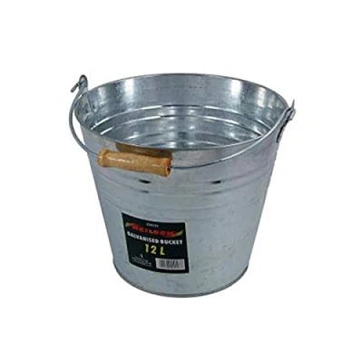 Image of Neilsen 12 Litre Galvanised Steel Metal Bucket Strong Swivel Wooden Handle for Coal Fire Ash Garden Waste