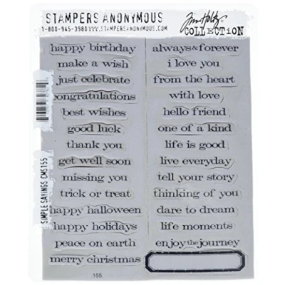 Image of Tim Holtz Cling Mounted Stamp Sets Stampers Anonymous Simple Sayings Rubber Stamp,Red