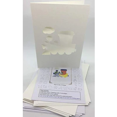 Image of Iris Folding Card Pack Train C5 Size Makes 4 Cards DeeCraft