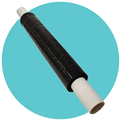 Image of Triplast 2 Rolls x 400mm Extended Core Black Pallet Stretch Wrap Extra Long Roll, 17mu Thick Shrink Wrap, Cling Film, Plastic Packaging for Removals, Industrial &amp; Warehouse Use