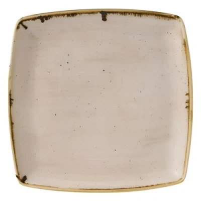 Image of 6x Churchill Stonecast Nutmeg Cream Deep Square Plate 10.25&quot;