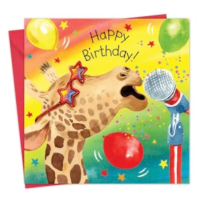 Image of Twizler Children&#039;s Birthday Card for Boy or Girl Giraffe Kids Happy Animals