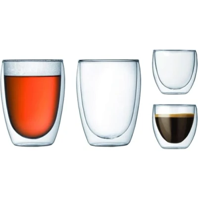 Image of Bodum Double Wall Glass Set, 0.08 l, 0.35 2 pcs, 4 Count (Pack of 1)