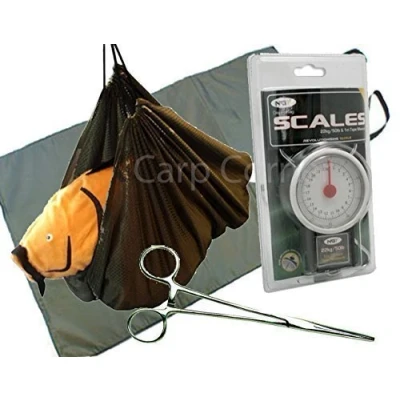 Image of Carp Coarse Fishing Care Set Unhooking Mat Weighing Sling Forceps And Scales