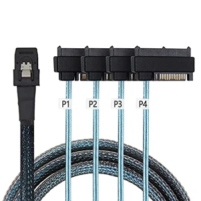 Image of Cablecc Internal 36 Pin Mini SAS SFF 8087 Host to 4 8482 Target Hard Disk and SATA Power Cable 100cm