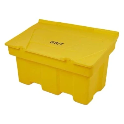 Image of BritishBins Standard Yellow 200 ltr Rock Salt Storage Bin Grit Dispenser Plastic Box Container