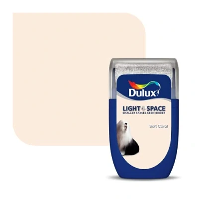 Image of Dulux Light &amp; Space Tester Paint, Soft Coral, 30 ml