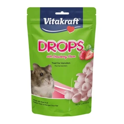 Image of Vitakraft Hamster Strawberry Drops Treat, 5.3 Ounce Pouch