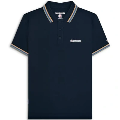 Image of Lambretta Men&#039;s Tipped Polo Shirt (Navy/Sand/DK Blue/Khaki) Size Small