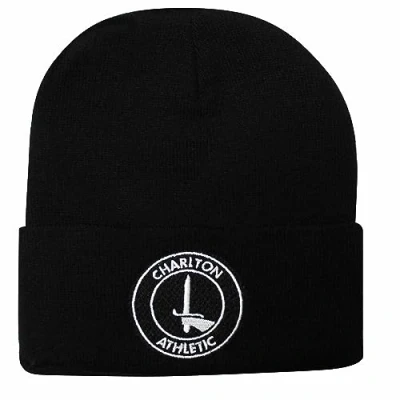Image of GIFTS 4 ALL Official Charlton Athletic Bronx Hat, Winter Woolly Mens Crest Hat Black