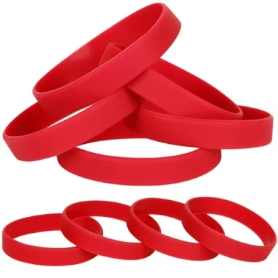 Image of LVNRIDS 25 pieces Silicone Elastic Wristbands Sport Bracelet Blank Rubber Wristband Party Bracelets for School Office Red