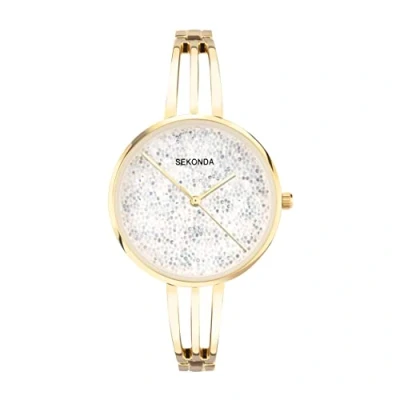 Image of Sekonda Stardust Ladies 36mm Quartz Watch in Silver with Analogue Display, and Gold Alloy Strap 40591