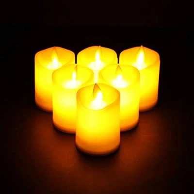 Image of JHY DESIGN Set of 6 Flickering Battery Candles Plastic Flameless Powered with Moving Wick LED Electric Fake Candle Tea Lights for Lantern Home Bedroom Church Weddings