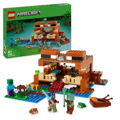Image of LEGO Minecraft The Frog House Building Toy, Gift for Girls and Boys &amp; Kids aged 8 Plus Years Old, Gaming Construction Set with Characters Animal Mob Figures 21256