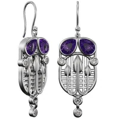 Image of CHARLES RENNIE MACKINTOSH Silver Earrings Tassel. Jewellery gift box included. 227AC