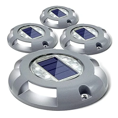 Image of Siedinlar Solar Deck Lights Outdoor Decking Powered Waterproof Ground Garden for Pathway Driveway Step Dock 4 Pack (Cool White)