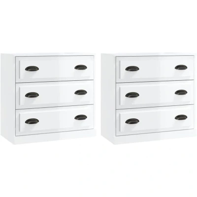 Image of vidaXL Sideboards 2 pcs High Gloss White Engineered Wood