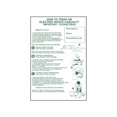 Image of Scan SCA4240 Self adhesive PVC sign How to treat an electric shock casualty 400 x 600mm