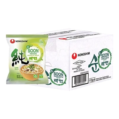Image of Nong Shim Soon Veggie Ramyun Ramen Nongshim Noodles Soup 112g (Box of 6) HALAL