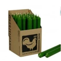 Image of Kerzenfarm Hahn Stearin Taper Candle, Pack of 25 (Green)