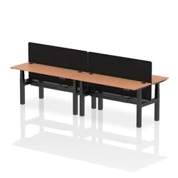 Image of Air B2B 1600x600mm Adjustable 4P Bench Desk CP Beech/Black + Screen