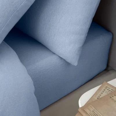 Image of Catherine Lansfield Brushed Cotton Single Fitted Sheet Blue